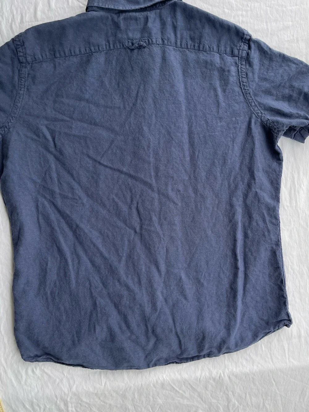 XL Linen Banana Republic Blue Short-Sleeve Button-Down Shirt